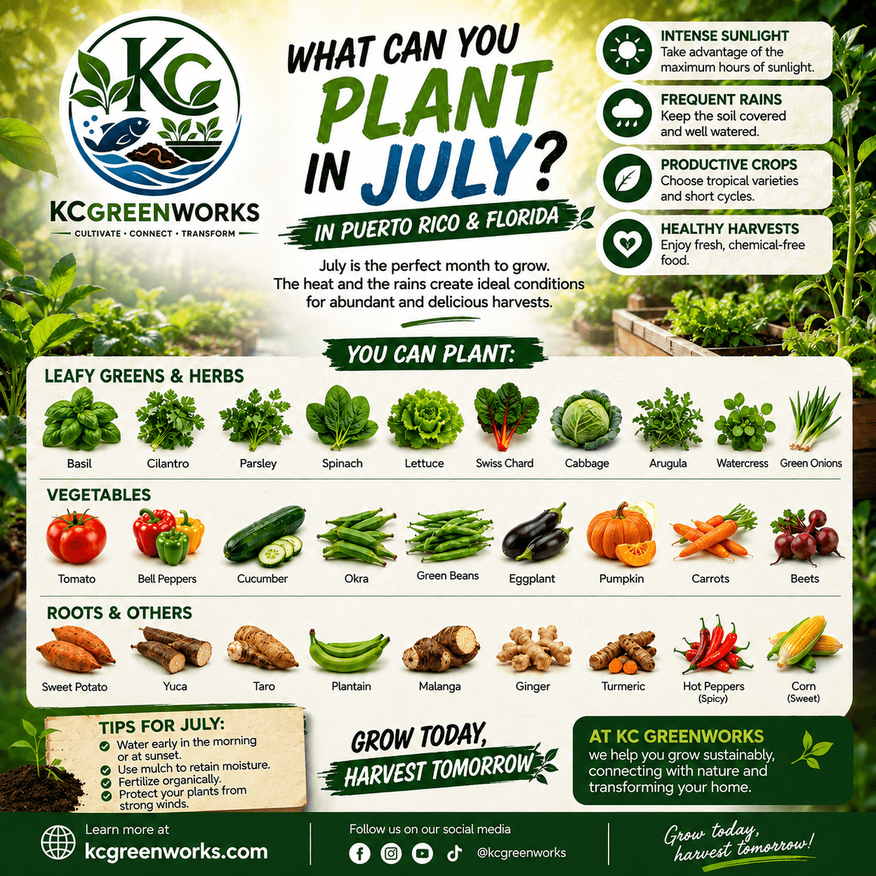 Infographic about what to plant in July